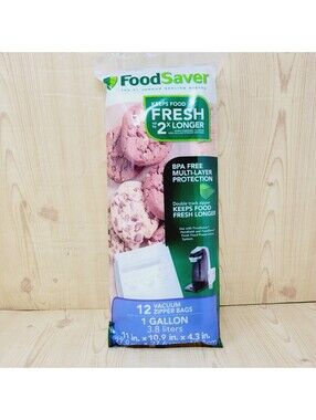 Food Saver 1 Gallon Vacuum Zipper Bags 12 Per package Handheld Sealing